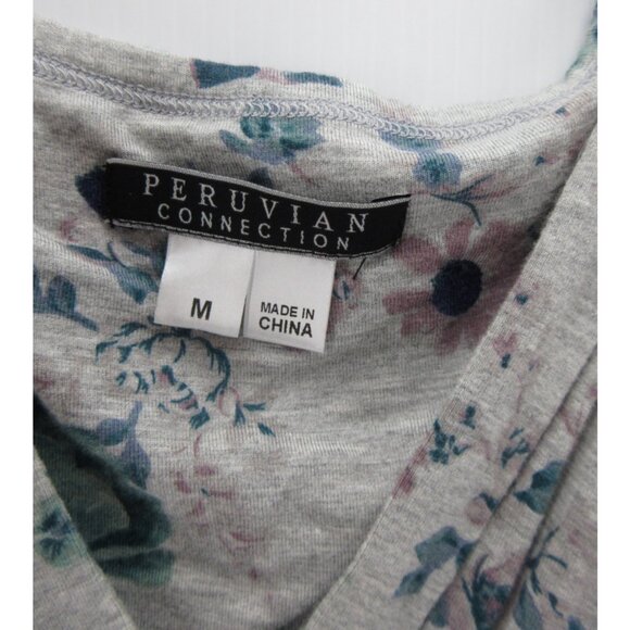 Peruvian Connection Dress Medium Wrap Flare Floral Stretch Belted - Picture 8 of 10